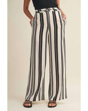 Mustard Seed Striped High Waist Wide Leg Pants - Multicolor
