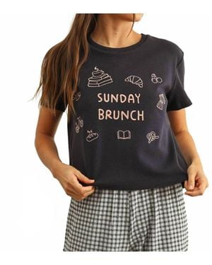 Miou Muse Sunday Brunch Embroidered Top - Black