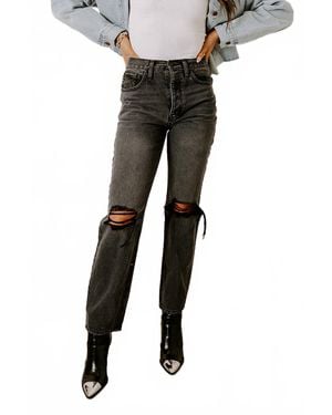 Kancan Jackson High Waist Distressed Jeans - Black