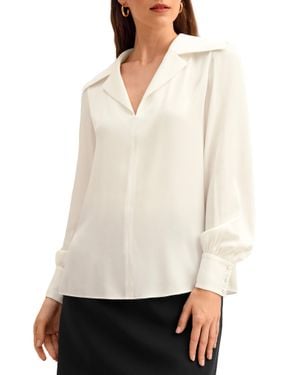 LILYSILK The Cervina V Neck Silk Blouse - White