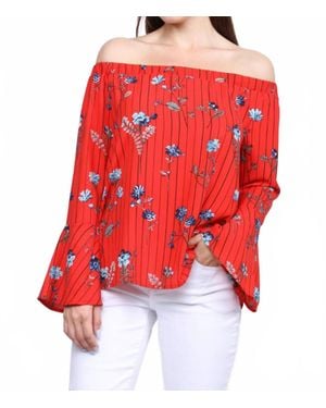 Collective Rack Off Shoulder Floral Top - Red