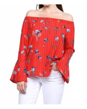Collective Rack Off Shoulder Floral Top - Red