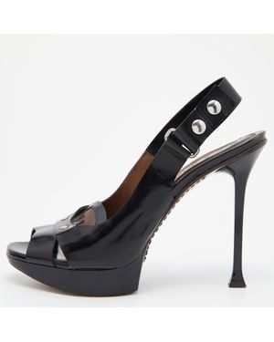 Marni Leather Peep Toe Sandals - Black