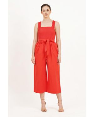 Leota Janet Cropped Jumpsuit Poppy - Red