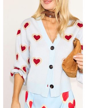Never Fully Dressed Heart V-Neck Cardigan - White