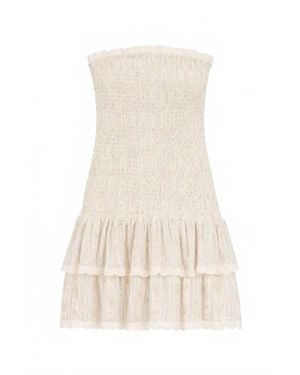 KatieJnyc Floral Melina Drop Waist Ruffle Dress - White