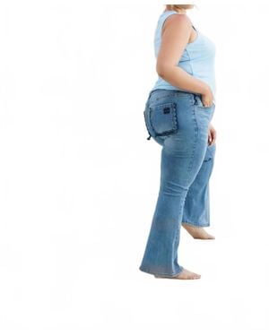 Never Fully Dressed Denim Flare Scallop Jeans - Blue