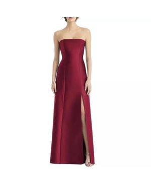 Alfred Sung Strapless Satin Gown Formal Dress - Purple