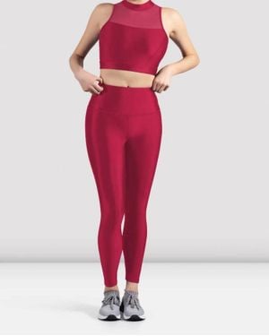 Bloch Mirella Glow High Neck Crop Top - Red