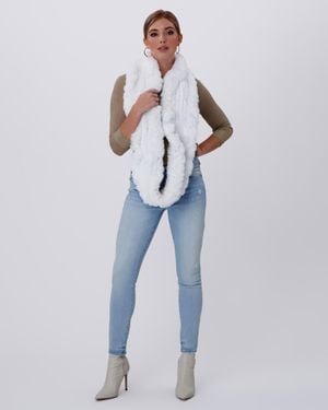 Gorski Knit Rex Rabbit Infinity Scarf - White