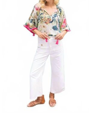 Voya Relaxed Fit Floral Top - White