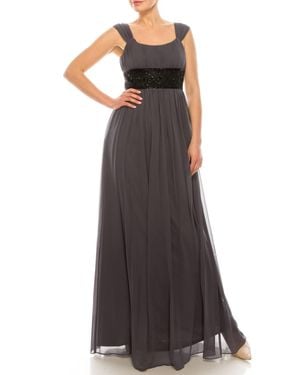 Decode 1.8 Empire Waist Embellishment Chiffon Dress - Gray