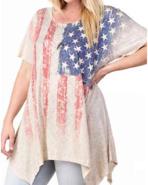Vocal Apparel Flag Shirt With Sleeves Embellishments - Metallic