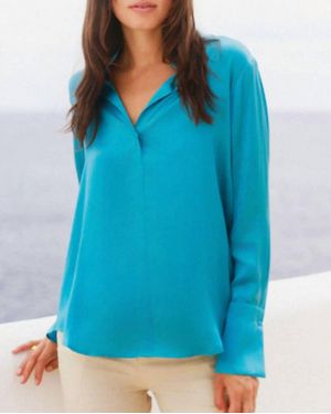 Catherine Gee Daria French Cuff Blouse - Blue