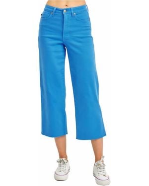 Judy Blue High Rise Control Top Wide Leg Crop Jeans - Blue
