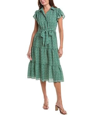 Max Studio Collar Midi Dress - Green