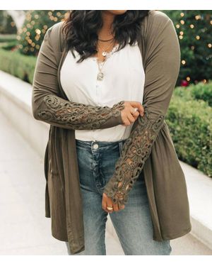 Hailey & Co Little Bit Of Lace Cardigan - Green