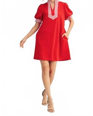 Jodifil Stripe Contrast Shift Dress - Red