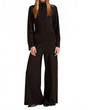 Bobi Wide Leg Draped Jersey Pant - Black