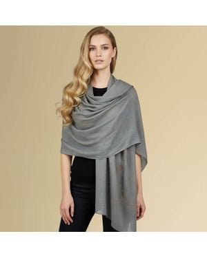 TRUEDAMES Lightweight Rhinestone Floral Pattern Scarf Shawl - Gray
