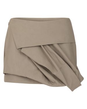Entire studios Structured Mini Skirt With Asymmetrical Draped Overlay - Natural
