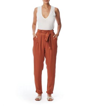 LBLC The Label Cathy Satin Belted Pants - Red