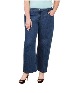 On The Plus Side Plus Size Five Pocket Wide Leg Jeans - Blue