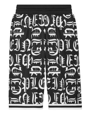Philipp Plein Basket Jogging Shorts Gothic Plein - Black