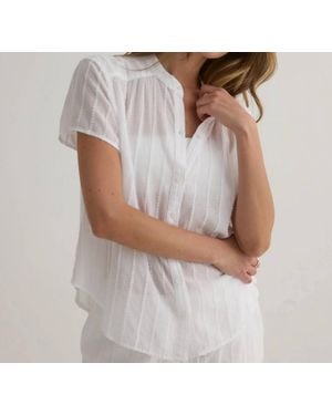 Bella Dahl Short Sleeve Shirred Top - White