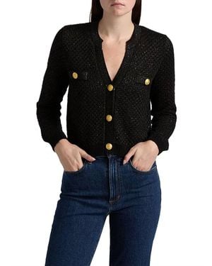 L'Agence Blanca Sequin Crop Cardigan - Black