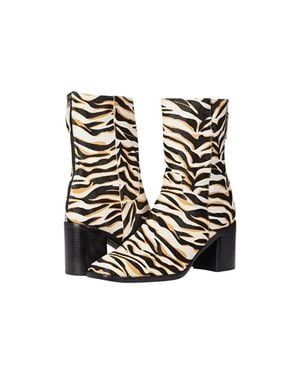 INTENTIONALLY ______ Pg Boots Safari Cowhide Leather Block Heel Rhs8483 - Black