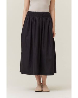 GRADE & GATHER Smocked Waist Midi Skirt - Black