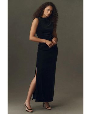 BHLDN Velvet Mesh-Back Maxi Dress - Black