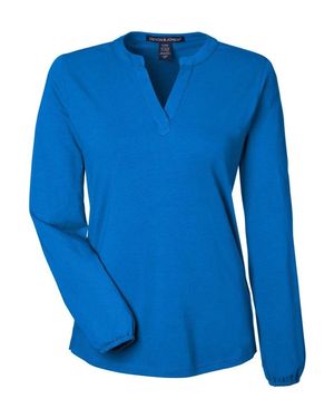 Devon & Jones Raleigh Half-Placket Knit Top - Blue