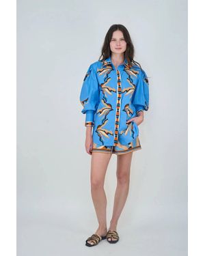 Las Sureñas Bali Tiger Ocean Shirt - Blue