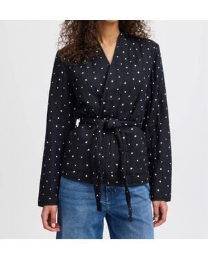 Ichi Lenarda Quilted Belted Jacket - Black