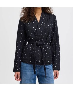 Ichi Lenarda Quilted Belted Jacket - Black