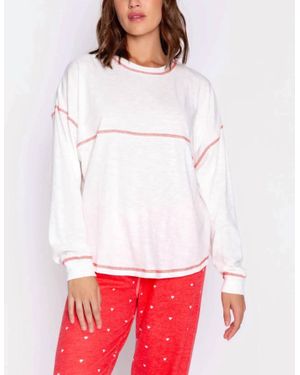 Pj Salvage Long-Sleeve Cozy Love Top - White