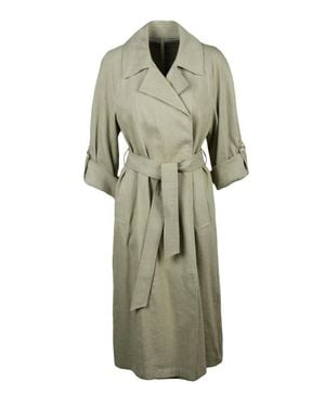 MARELLA MONOCHROME Linen Blend Trench - Green