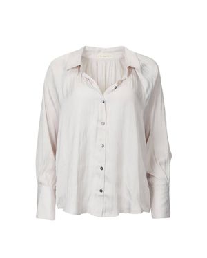 By Together Pleated Button-Down Satin Shirt - White