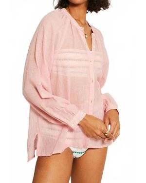 lemlem Mita Button Up Blouse - Pink