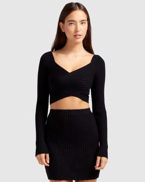 Belle & Bloom Forget Me Not Knit Crop - Black