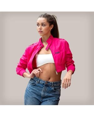 Members Only Mini Cropped Racer Jacket - Pink