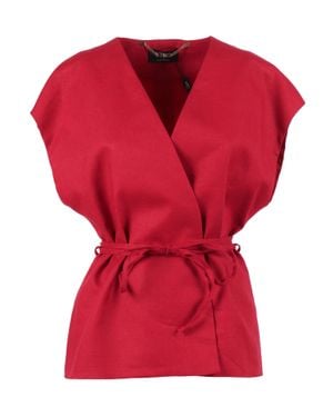 Clips Lino Wrap V Neck Short Sleeve Shirt - Red