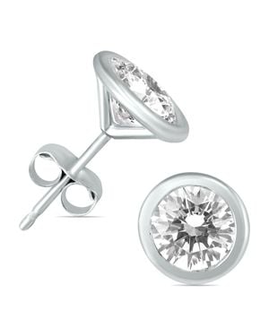 SSELECTS 1 Carat Tw Ags Certified Bezel Diamond Solitaire Stud Earrings - Metallic
