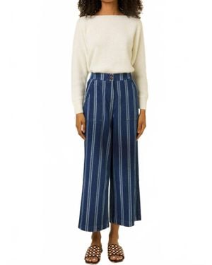 FRNCH Kelly Striped Denim Pants - Blue