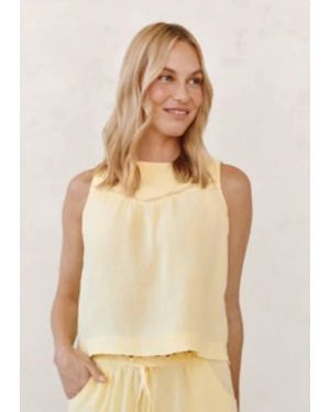 Bella Dahl Sleeveless Trimmed Yoke Top - Natural