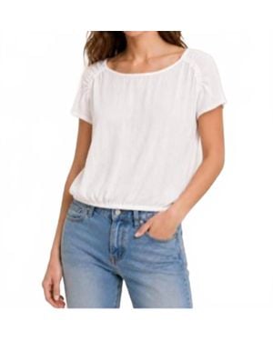 Bella Dahl Shirred Shoulder Keyhole Back Top - White