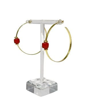 Lucky Star Jewels Caroline Gemstone Hoop Earrings - White