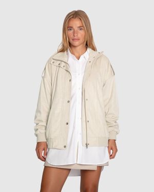 Belle & Bloom Most Wanted Suede Bomber Jacket - White